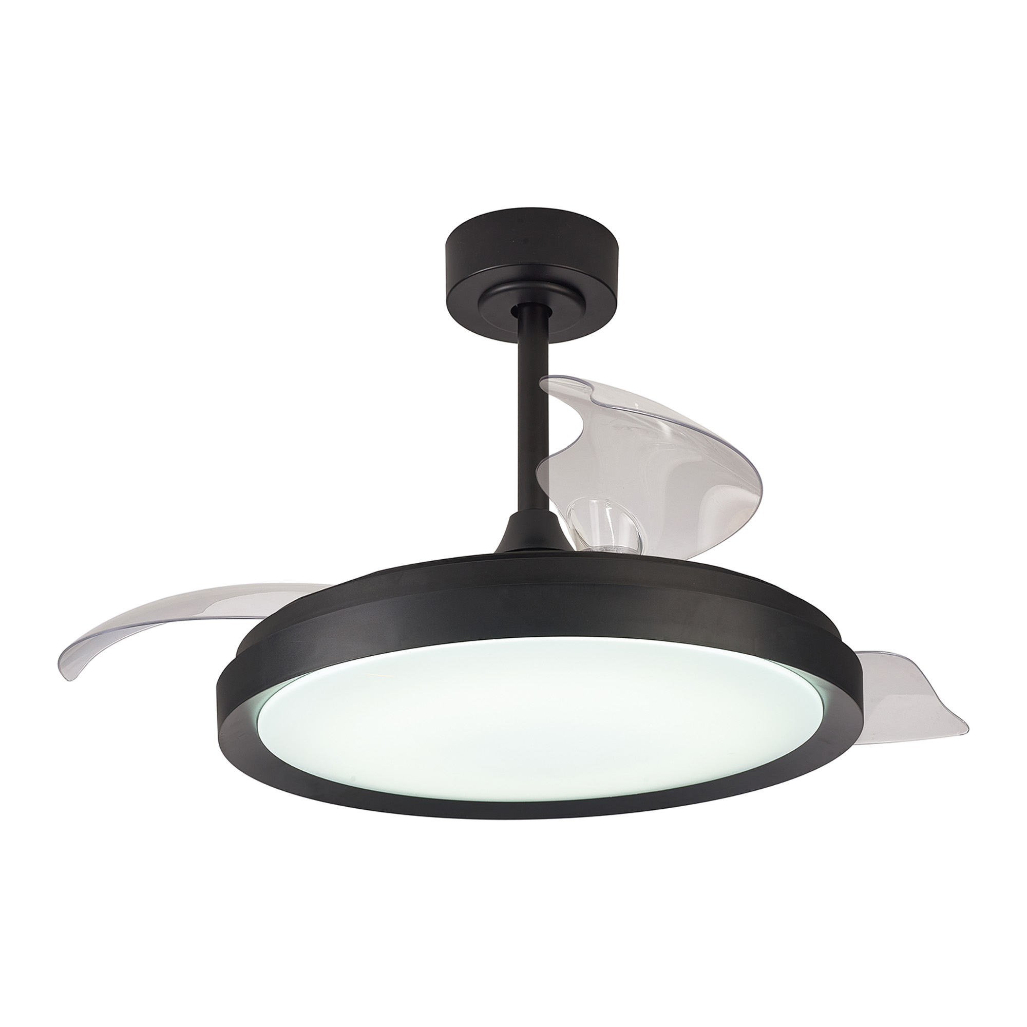 M8828  Mistral 50W LED Dimmable Ceiling Light With Built-In 30W DC Fan, 2700-5000K Remote Control, Black